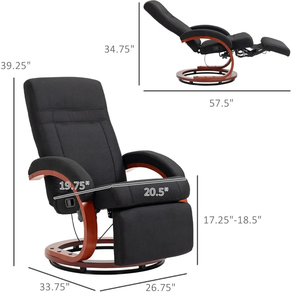 Adjustable Swivel with Footrest Padded Arms and Wood Base Chair