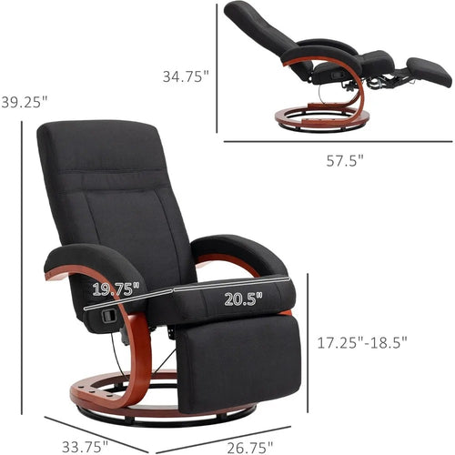 Adjustable Swivel with Footrest Padded Arms and Wood Base Chair